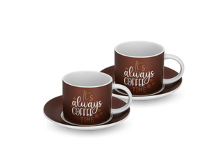 3708 FISSMAN Набор из 2-х чашек 240 мл IT'S ALWAYS COFFEE с блюдцами (фарфор)