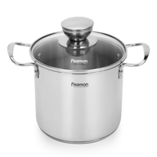5508 FISSMAN Кастрюля MINI COOK 14x12,5см / 1,9л со стеклянной крышкой (нерж.сталь)