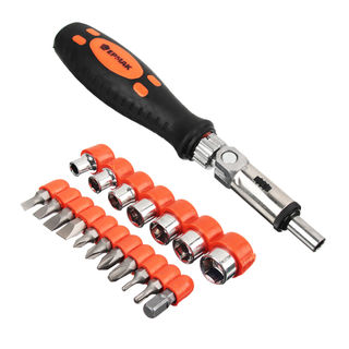 Отвертка реверсивная ЕРМАК RRS004 с набором бит и головок, 19 предметов