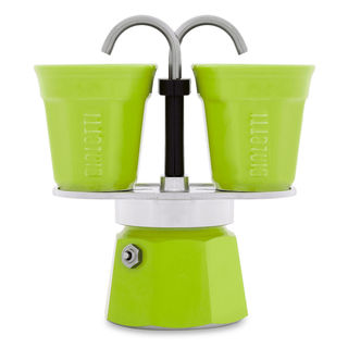 Гейзерная кофеварка Mini Express с 2 стаканами зелёная, 2 порции