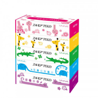 004214 "Kami Shodji" "ELLEMOI" "Piko" Бумажные двухслойные салфетки 160шт (спайка 5 пачек) 1/12