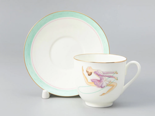 Кофейная пара Императорский фарфоровый завод форма Ландыш рисунок Скакалка