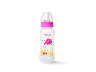 6879 FISSMAN Бутылочка для кормления 240 мл, цвет РОЗОВЫЙ (пластик)