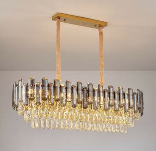 Люстра Lenardi длина 80 см, ширина 35 см, высота 30 см, кристаллы, нержавеющая сталь, арт. 299-270