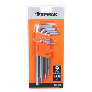 Набор ключей - шестигранников ЕРМАК, 1,5-10мм, 9шт.