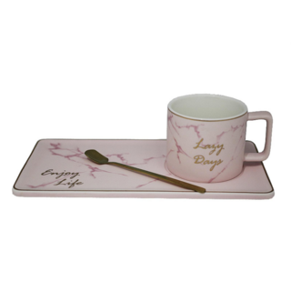 Чашка Lenardi 250 мл  с блюдцем и ложкой, в подарочной упаковке, фарфор, арт.106-020