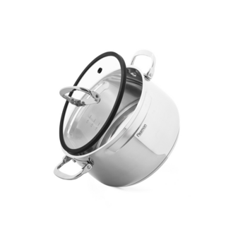 5475 FISSMAN Кастрюля IRON ELEGANCE 20x12 см / 3,3л со стеклянной крышкой (нерж.сталь)