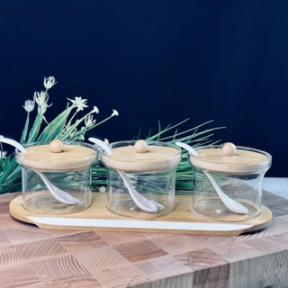 Набор для специй Lenardi, в подарочной упаковке, стекло, бамбук, арт.160-282