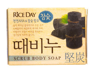 Мыло-скраб туалетное Rice Day Древесный уголь, 100 гр