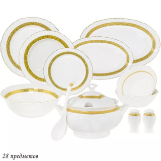 Обеденный сервиз Lenardi 28 предметов ANNABELLE в подарочной упаковке. Фарфор, арт. 109-048