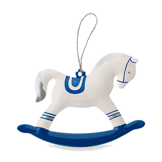 Ёлочная игрушка LUKNO Лошадка-качалка, синяя