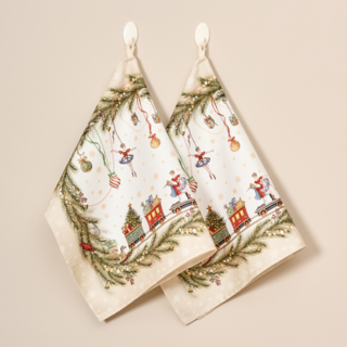 НАБОР ПОЛОТЕНЕЦ ИЗ 2 ШТ "ЩЕЛКУНЧИК" 40Х60СМ  БЕЖЕВЫЙ,100%ХЛОПОК,ТВИЛ