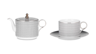 Набор эгоист Decor de table Вола, чайник 300 мл, чашка 200 мл, блюдце 16 см, платиновый кант, п/к