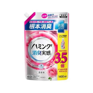 393463 KAO Humming Feeling Rose Garden Кондиционер-ополаскиватель для белья, с антибактериальным эффектом, с ароматом розового сада, мягкая упаковка с крышкой 1400мл. 1/6