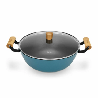 4016 FISSMAN Кастрюля SEAGREEN 32x12,5см / 8л со стеклянной крышкой (эмалированный чугун)