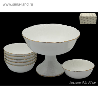 Набор для варенья Lenardi креманка и 6 розеток MARIA GOLD в подарочной упаковке. Фарфор, арт. 226-097