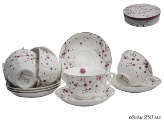 Чайный набор Lenardi Сакура 12 предметов, фарфор, в подарочной упаковке, арт. 105-001