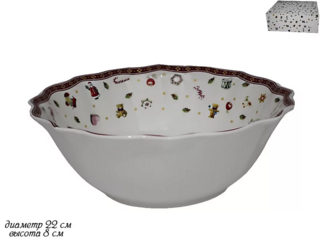 Салатник Lenardi 22см. НОВОГОДНИЙ в подарочной упаковке.  Фарфор, арт. 105-612