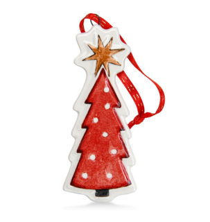 0421 FISSMAN Новогодняя елочная игрушка Ёлка красная 9х4см (доломит)