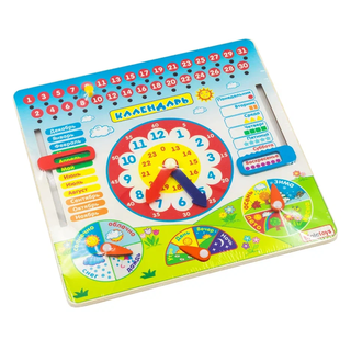 Бизиборд Календарь-часики, развивающая игрушка для детей, арт. ПЧ3001
