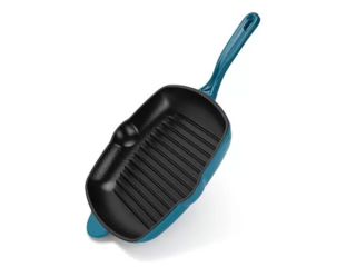4043 FISSMAN Сковорода-гриль 27x5см квадратная с вспомогательной ручкой (эмалированный чугун)