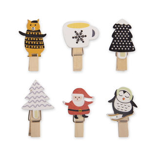 Декоративные прищепки Blumentag WCRN-35 "Новогодняя коллекция 01", 3.5см, 6 шт.