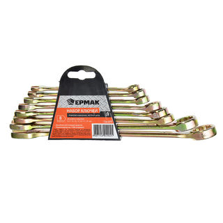 Набор ключей рожково-накидных ЕРМАК, 8 предметов, 8-19мм, желтый цинк