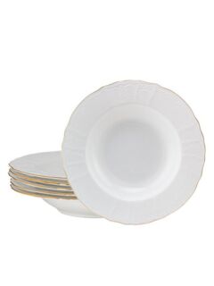 Набор из 6 глубоких тарелок Lenardi MARIA GOLD в подарочной упаковке, фарфор, 23 см, арт. 226-005