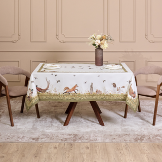 СКАТЕРТЬ "ОХОТА" 160Х220СМ ,100% ХЛОПОК, ТВИЛ, ПРОПИТКА