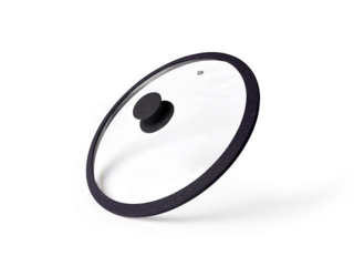 9919 FISSMAN Крышка ARCADES 26см с силиконовым ободком, цвет ЧЕРНЫЙ (стекло)