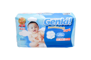 562643 "Nepia Genki!" Детские подгузники (для мальчиков и девочек) 44 шт., 0-5 кг (Размер NB), 1/8