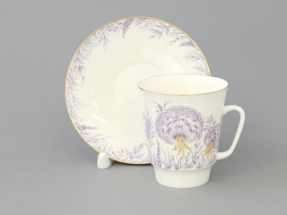 Кофейная пара Императорский фарфоровый завод форма Майская рисунок Одуванчики