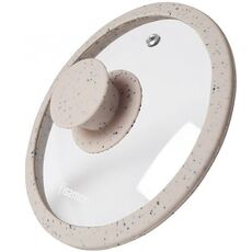 9985 FISSMAN Крышка ARCADES 20см с силиконовым ободком, цвет БЕЖЕВЫЙ (стекло)