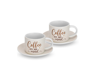 3709 FISSMAN Набор из 2-х чашек 240 мл COFFEE ON MY MIND с блюдцами (фарфор)