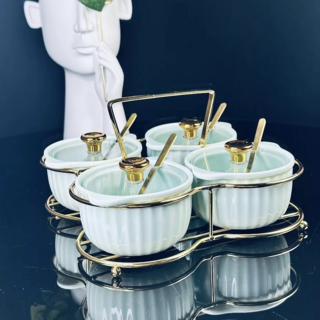 Набор из 4 баночек для специй, Lenardi, 150 мл, в подарочной упаковке, фарфор, арт.106-319