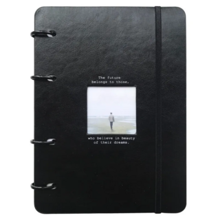 Бизнес-тетрадь Infolio А5, 120л, клетка, кольца, кож.зам. Window N1819