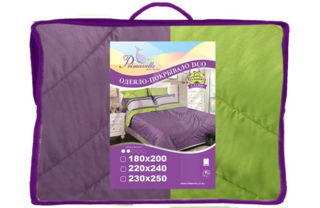 Одеяло-покрывало Duo с художественной стежкой &quot;Тропики&quot;, лиловый/салатовый, размер 180х200