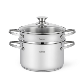 5240 FISSMAN Кастрюля WILLOW 20x12см / 3,6л с пароваркой (нерж.сталь)