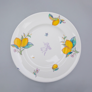 Блюдо круглое Императорский фарфоровый завод 300 мм форма Молодежная рисунок Лимоны