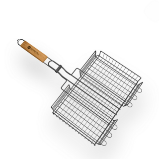 Решетка барбекю глубокая XXL-size 800 Degrees Barbecue Basket. Материал карбонированная сталь, бамбук.