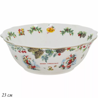 Салатник Lenardi 23см Новогодний в подарочной упаковке. Фарфор, арт. 205-343