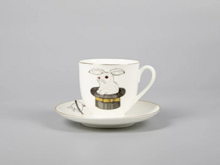 Кофейная пара Императорский фарфоровый завод форма Ландыш рисунок Фокус счастье