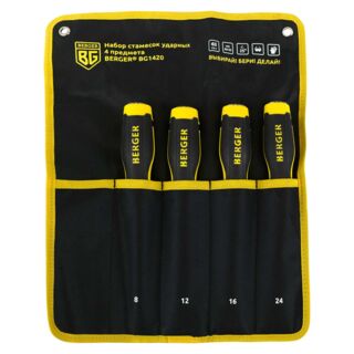Набор стамесок для обработки древесины, 4 шт
8, 12, 16, 24 мм , BERGER BG1420