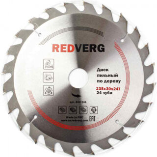 Диск пильный по дереву RedVerg твердосплавный 235х30 мм, 24 зуба