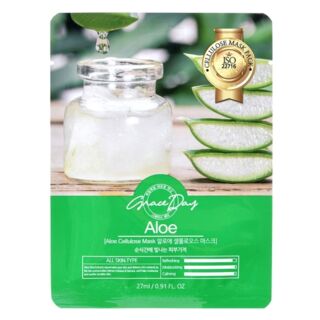 653236 "Grace Day" traditional oriental mask sheet ALOE Освежающая тканевая маска для лица с экстрактом алоэ 27мл 1/600