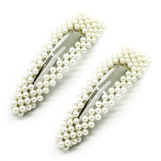 Заколки для волос Клик-клак жемчужные, Южная Корея, 2 шт, треугольник, длина 9,0 см