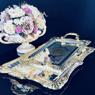 Набор из 2 прямоугольных подносов Lenardi, 36/46,5см, в подарочной упаковке, нержавеющая сталь, арт.151-008