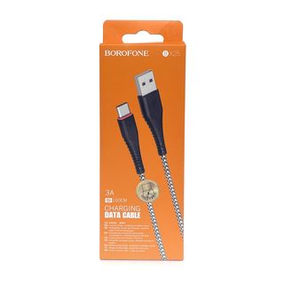 USB кабель BOROFONE BX25 Powerful Type-C, 1м, 3A, нейлон (черный)