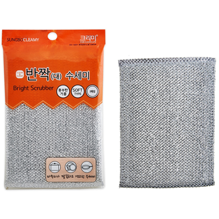 Губка Sungbo Cleamy Bright Scrubber для мытья посуды и кухонных поверхностей в серебристой плотной сетке