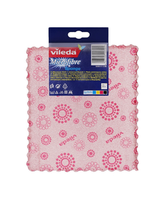 Салфетка Vileda Microfibre Sponge впитывающая с микрофиброй розовая, 1 шт